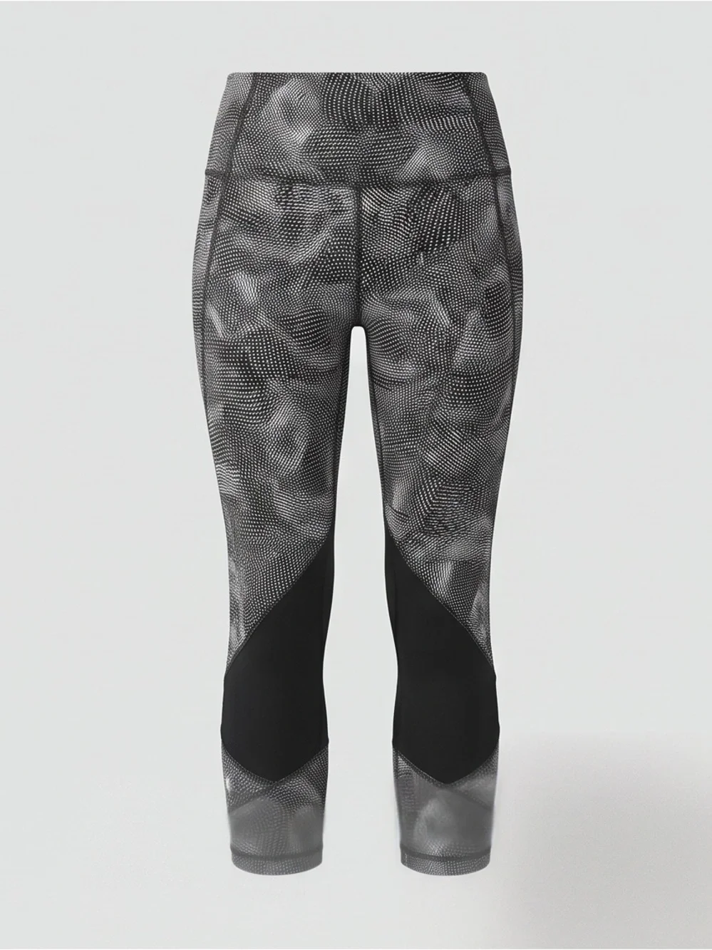 LULULEMON Black & Gray Patterned High-Waist Capri Leggings - Picture 1 of 6